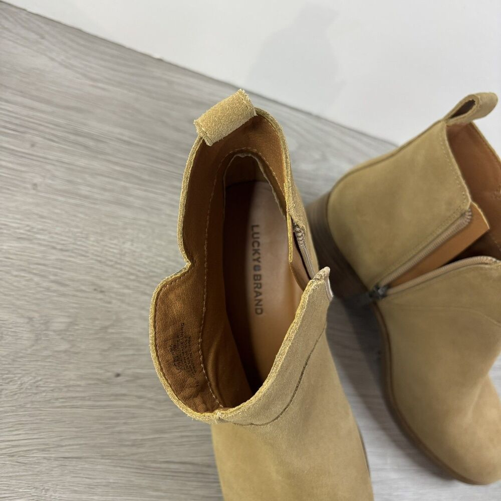 Lucky Brand Prenma Suede Heeled Ankle Booties Beich Women's Sz 8.5/39 LKNW - Picture 12 of 14